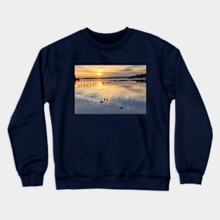 Peaceful Ducks at Golden Hour on Lake Washington Crewneck Sweatshirt